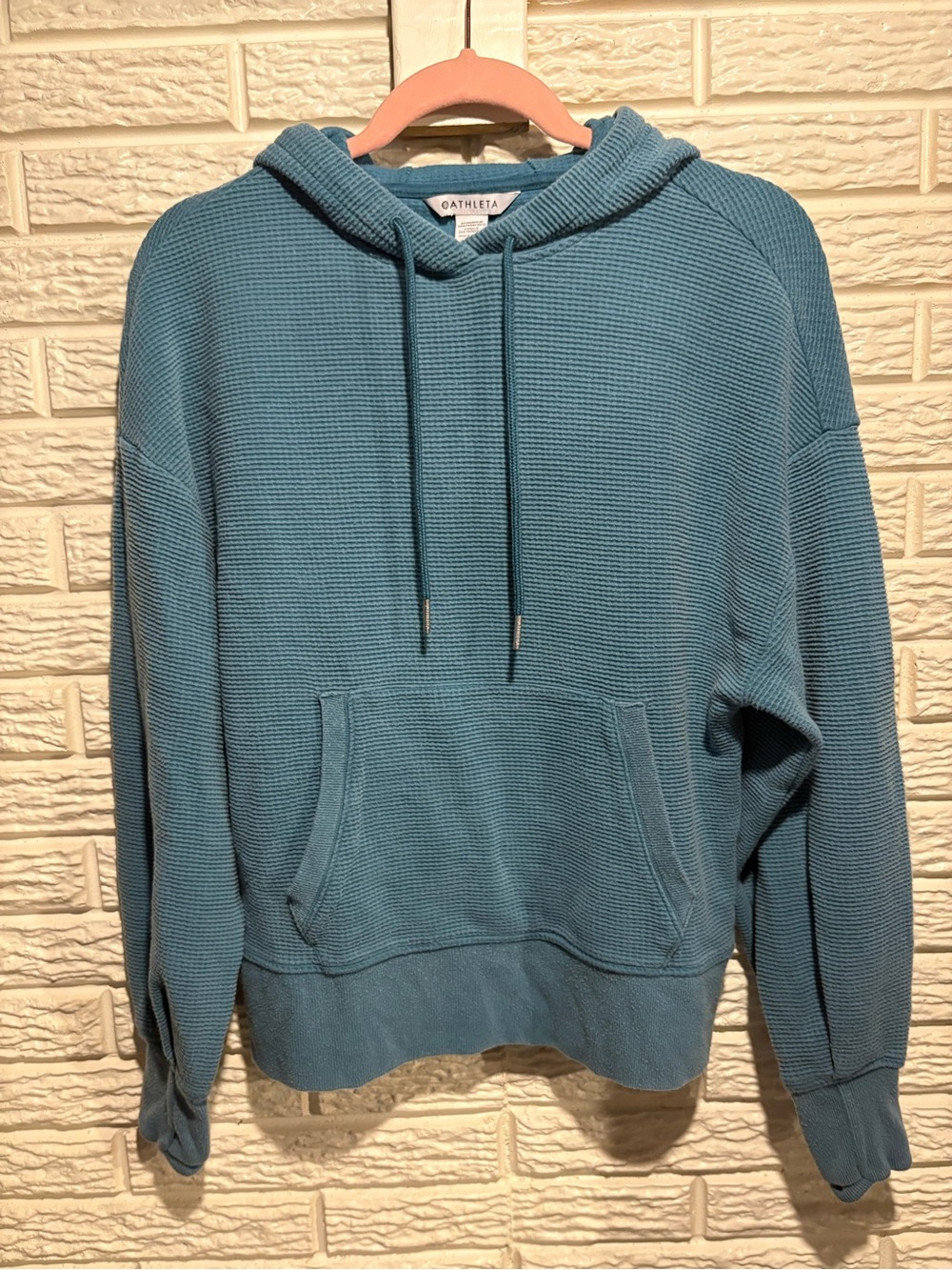 Athleta Teal Balanced Waffle Hoodie